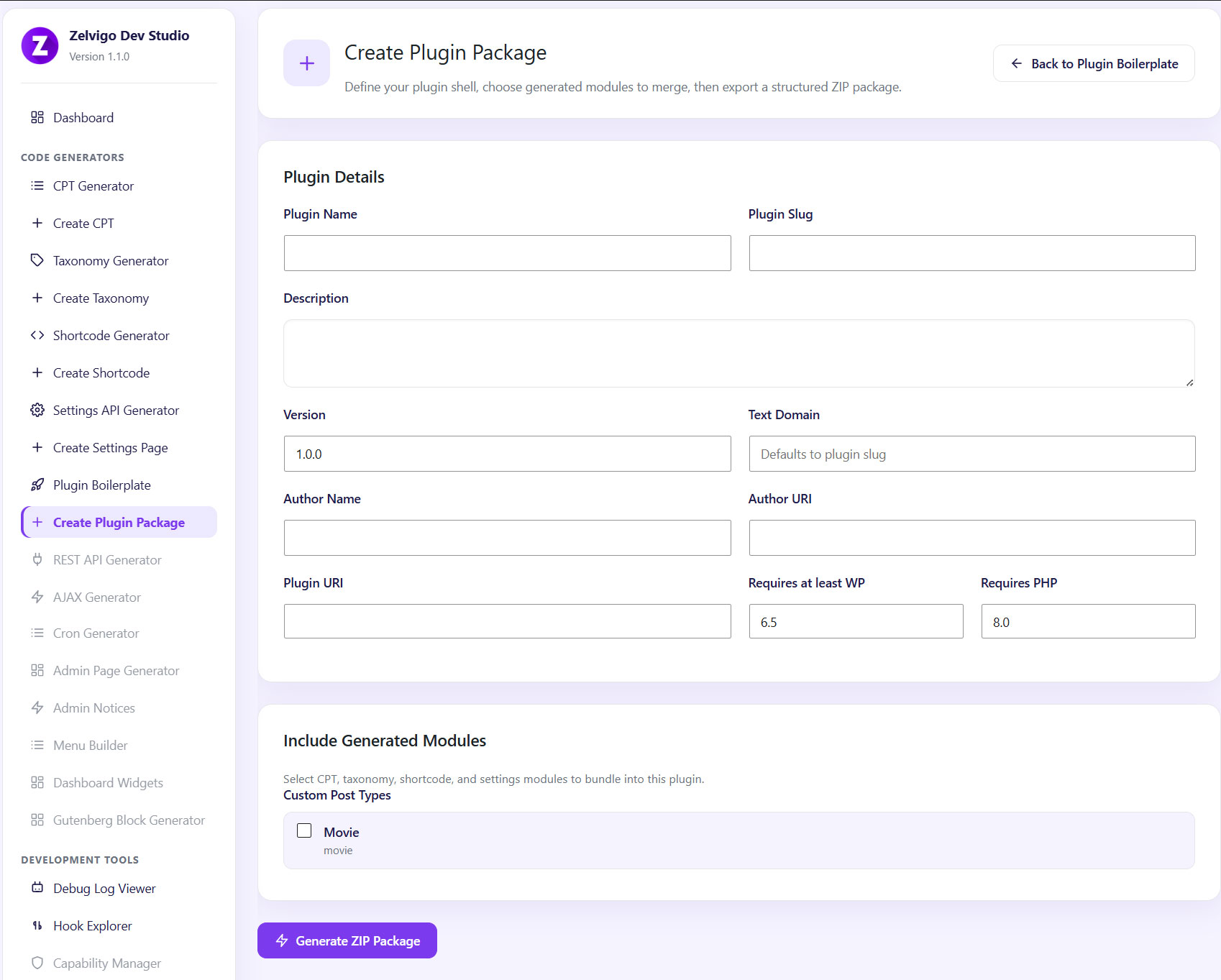 WordPress Plugin Boilerplate Generator