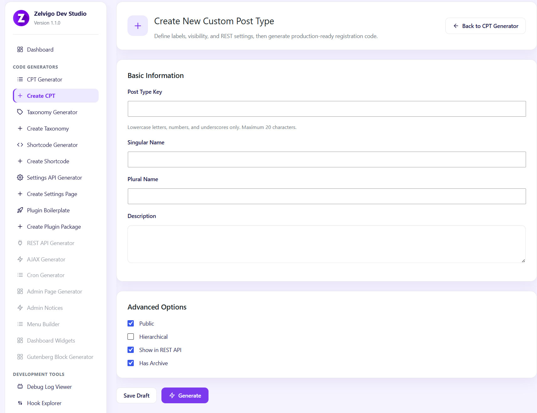 WordPress CPT Generator