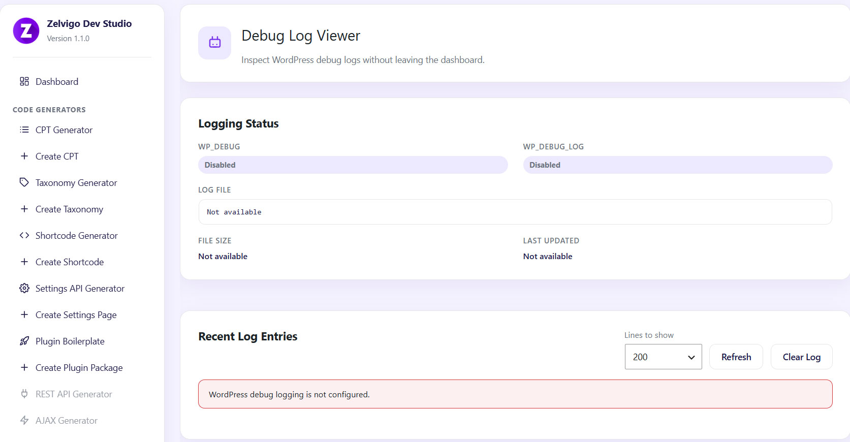 WordPress Debug Log Viewer