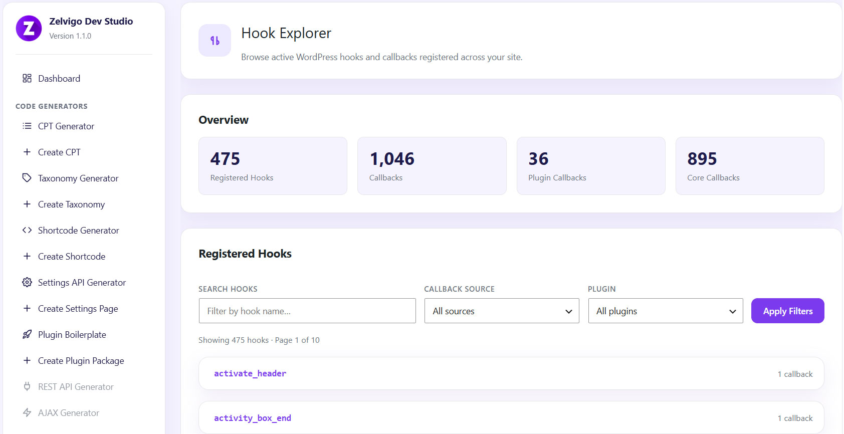 WordPress Hook Explorer