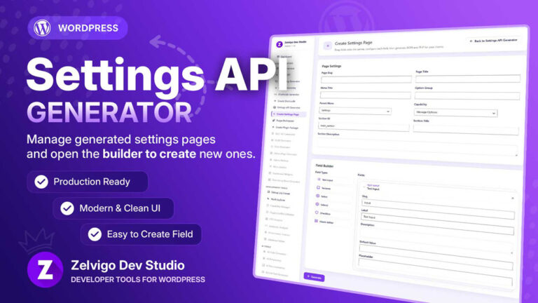 WordPress Settings API Generator